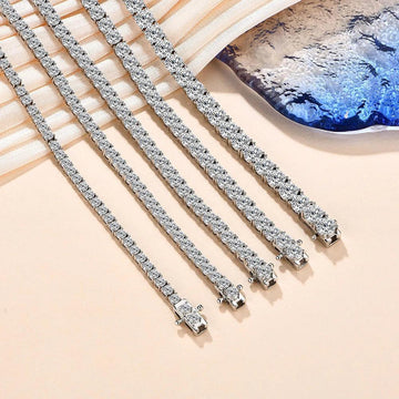 Amazing D Colour Pass Diamond Tester Round Cut 18K WGP 925 Silver Moissanite Diamonds Tennis Bracelets for Women - The Jewellery Supermarket